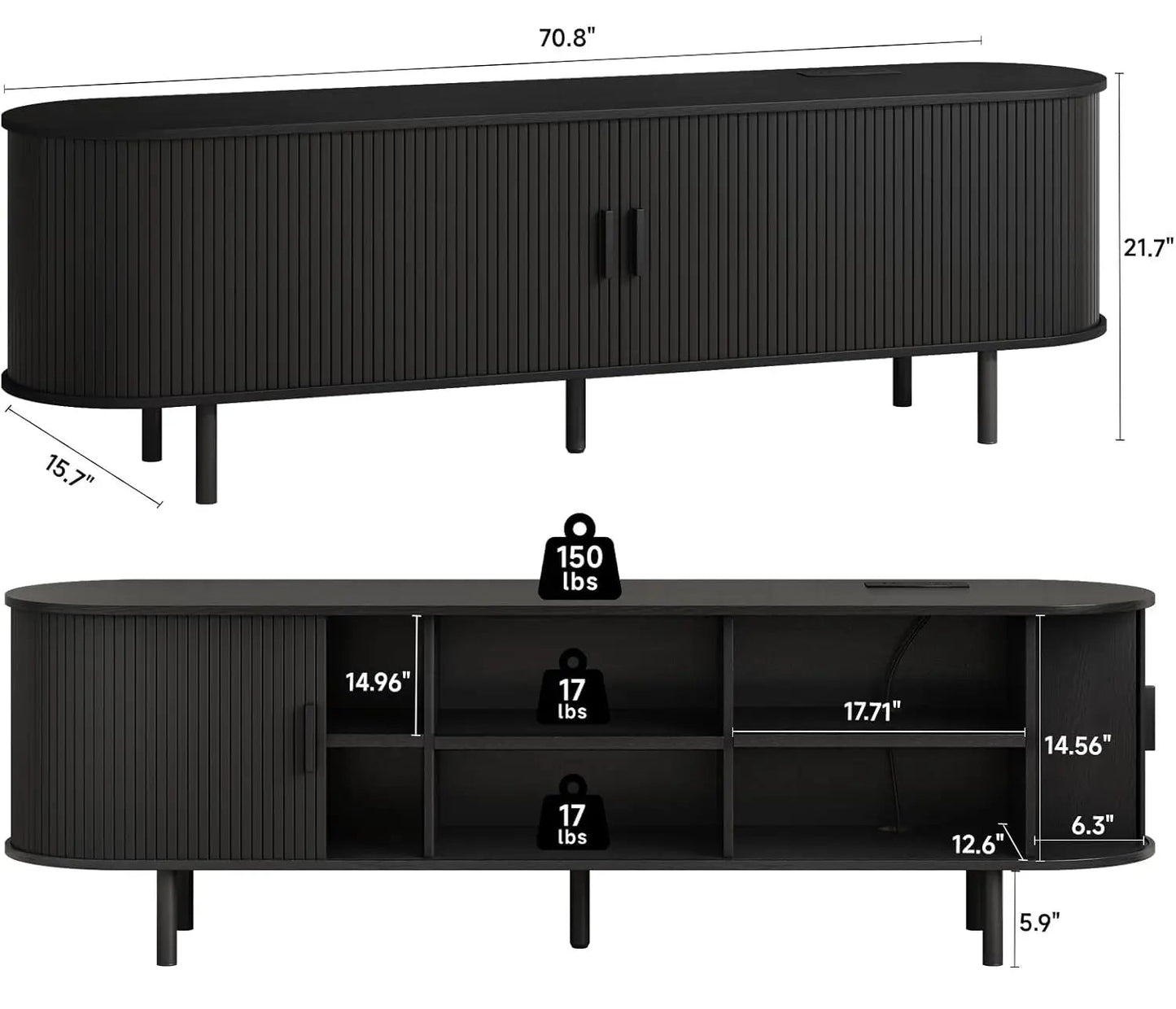 Modern Elegant TV Stand with Power Outlets