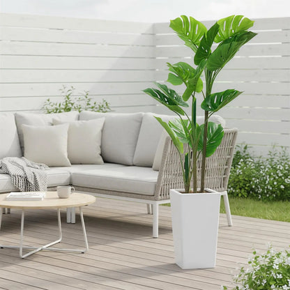 Artificial Monstera Plant Tree with Tall White Planter