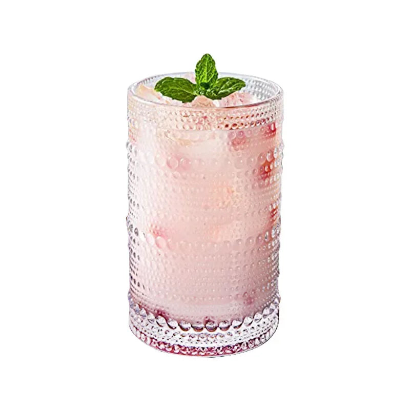 1/4PCS Embossed Drinking Glass