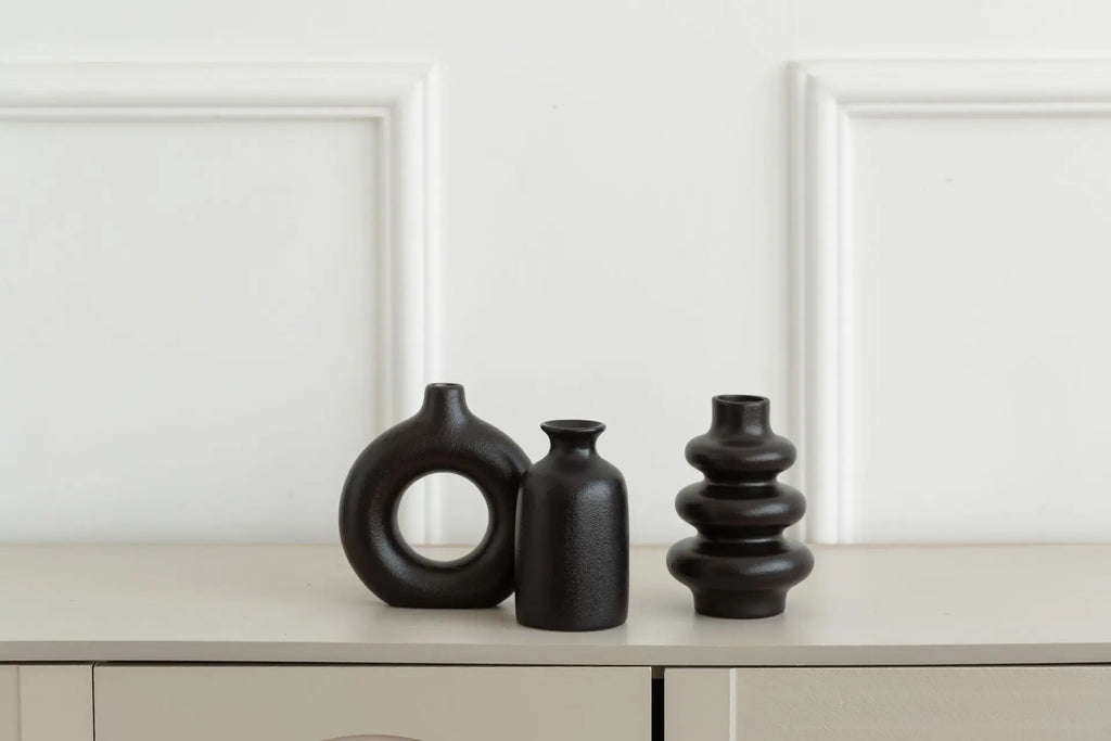 Set of 3 Ceramic Bohemian Vases