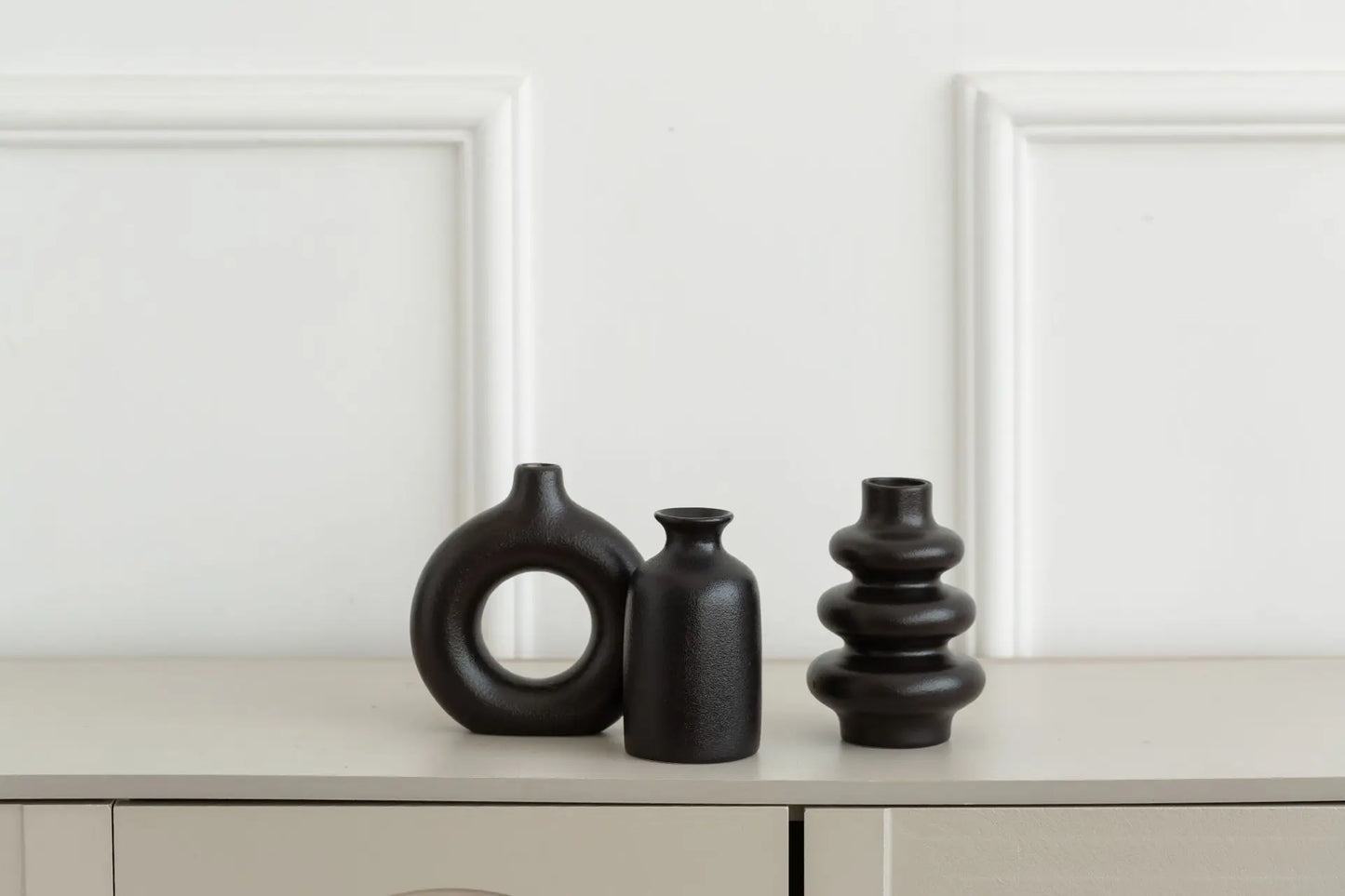 Set of 3 Ceramic Bohemian Vases