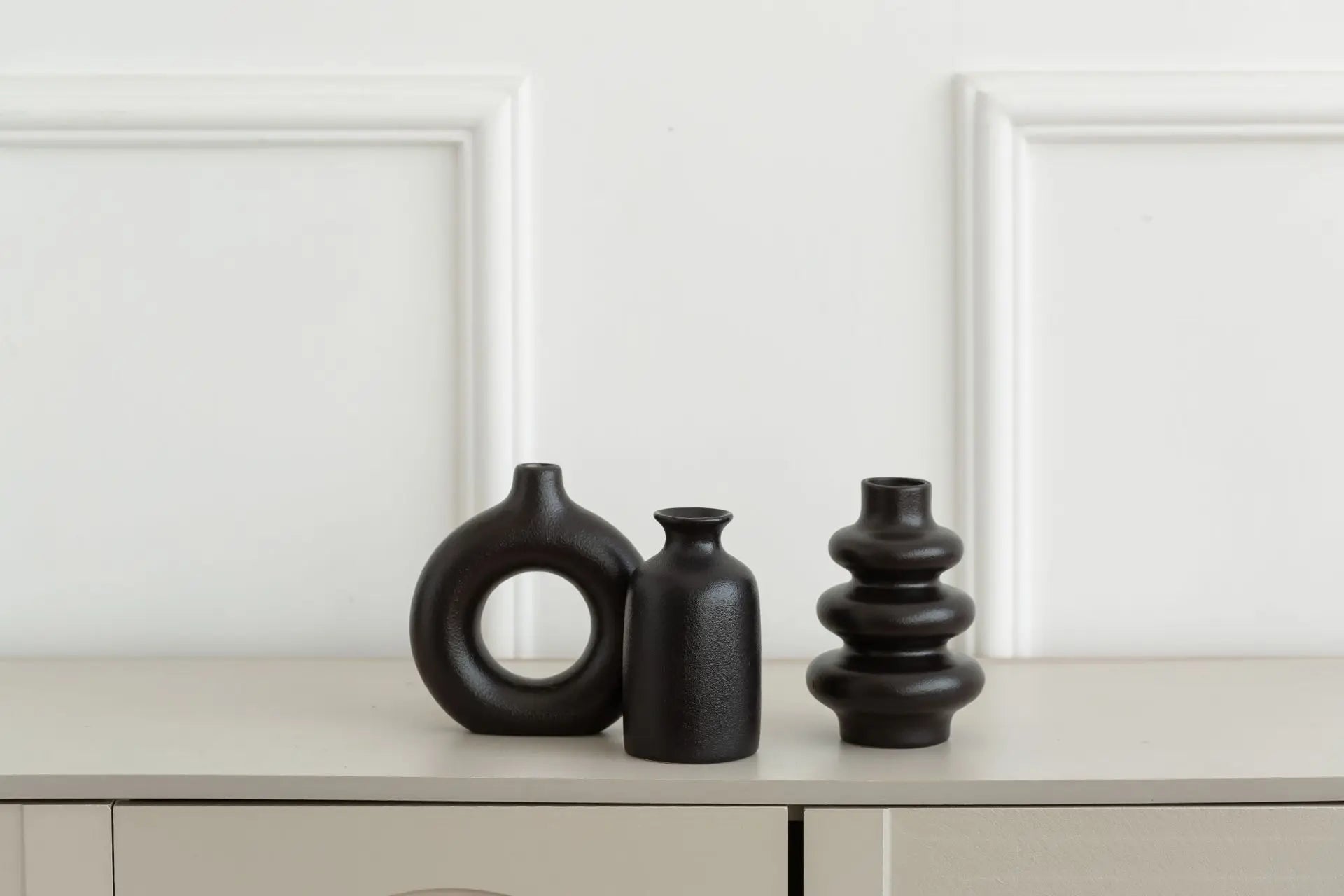 Set of 3 Ceramic Bohemian Vases