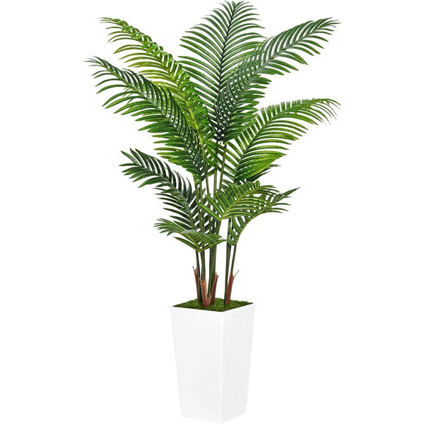 5' Artificial Palm Tree with White Tall Planter