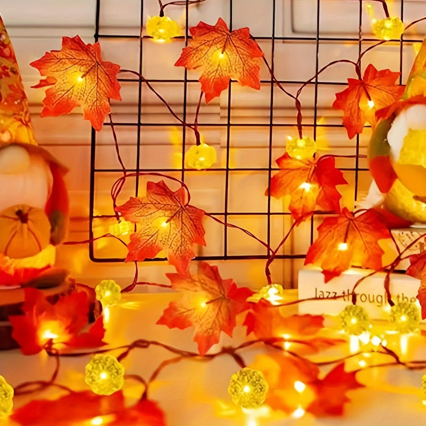 2pcs Autumn Maple Leaf String Lights