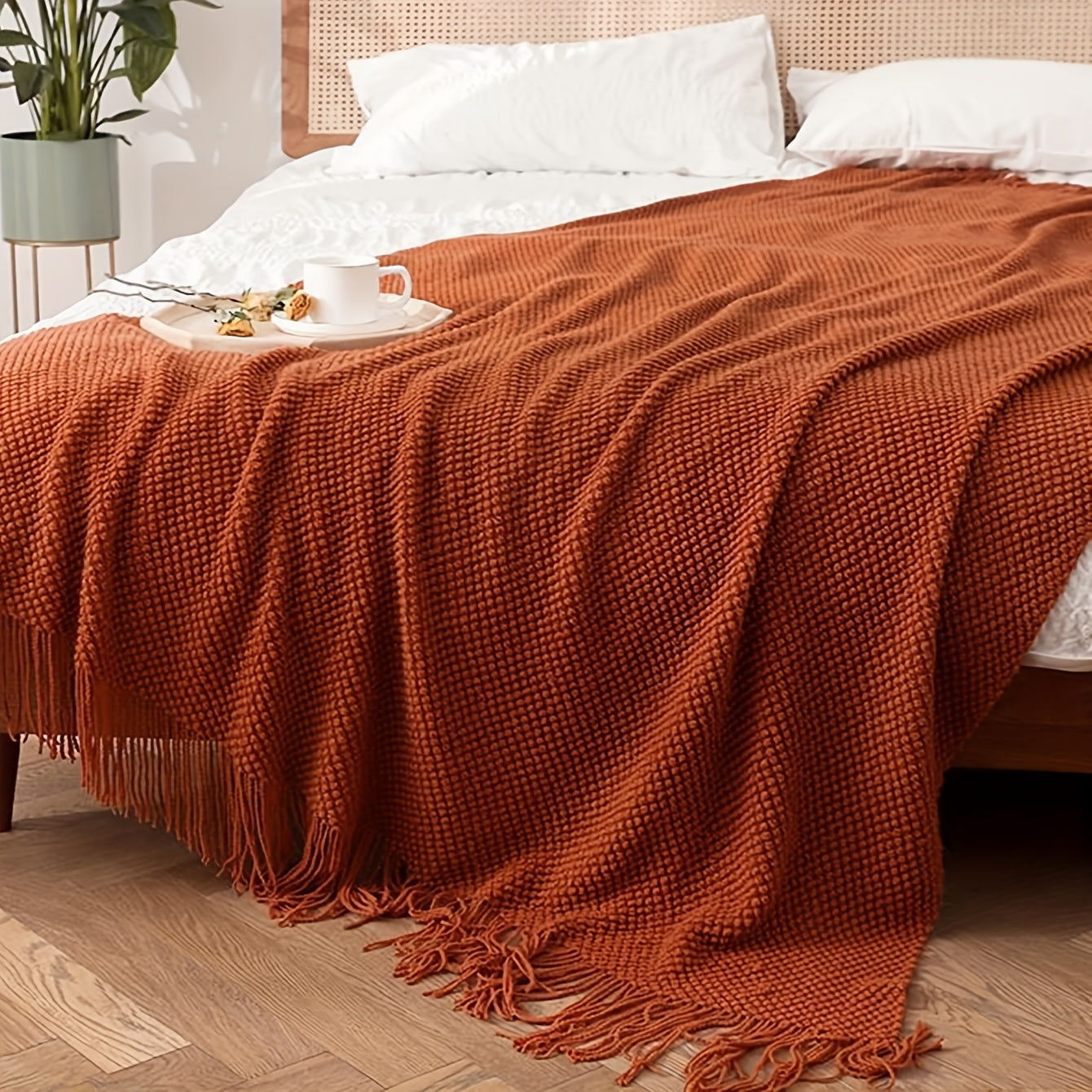 Cozy Orange Knit Blanket