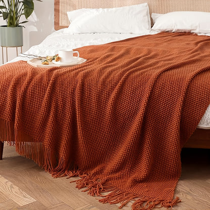 Cozy Orange Knit Blanket